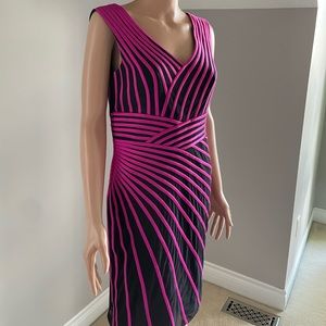 Beautiful dress fuchsia stripes with black mesh Size S